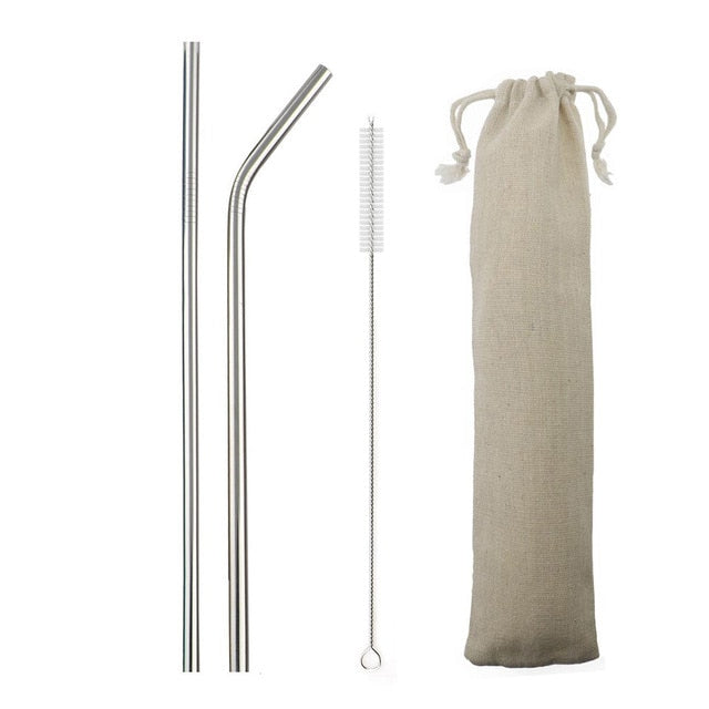 Reusable Silver Metal Straw